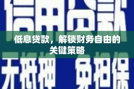斗南低息贷款，解锁财务自由的关键策略