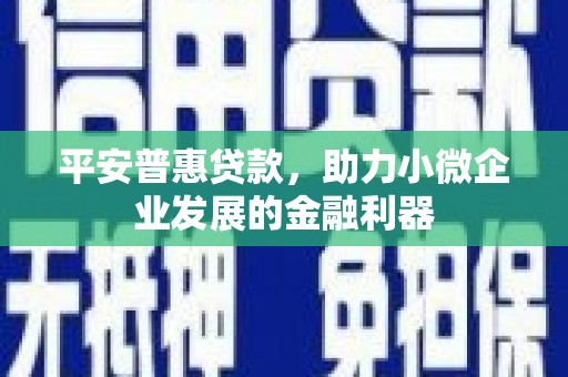 斗南平安普惠贷款，助力小微企业发展的金融利器