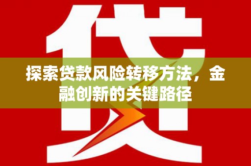 斗南探索贷款风险转移方法，金融创新的关键路径