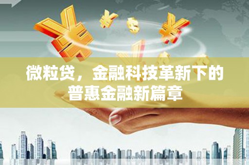 斗南微粒贷，金融科技革新下的普惠金融新篇章