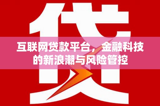 斗南互联网贷款平台，金融科技的新浪潮与风险管控